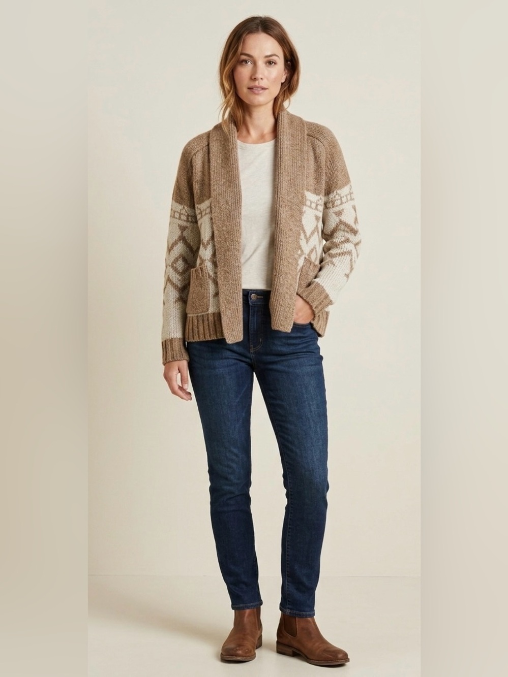 Toad&Co Women's Southwestern Open-Front Geometric Knit Cardigan Sweater